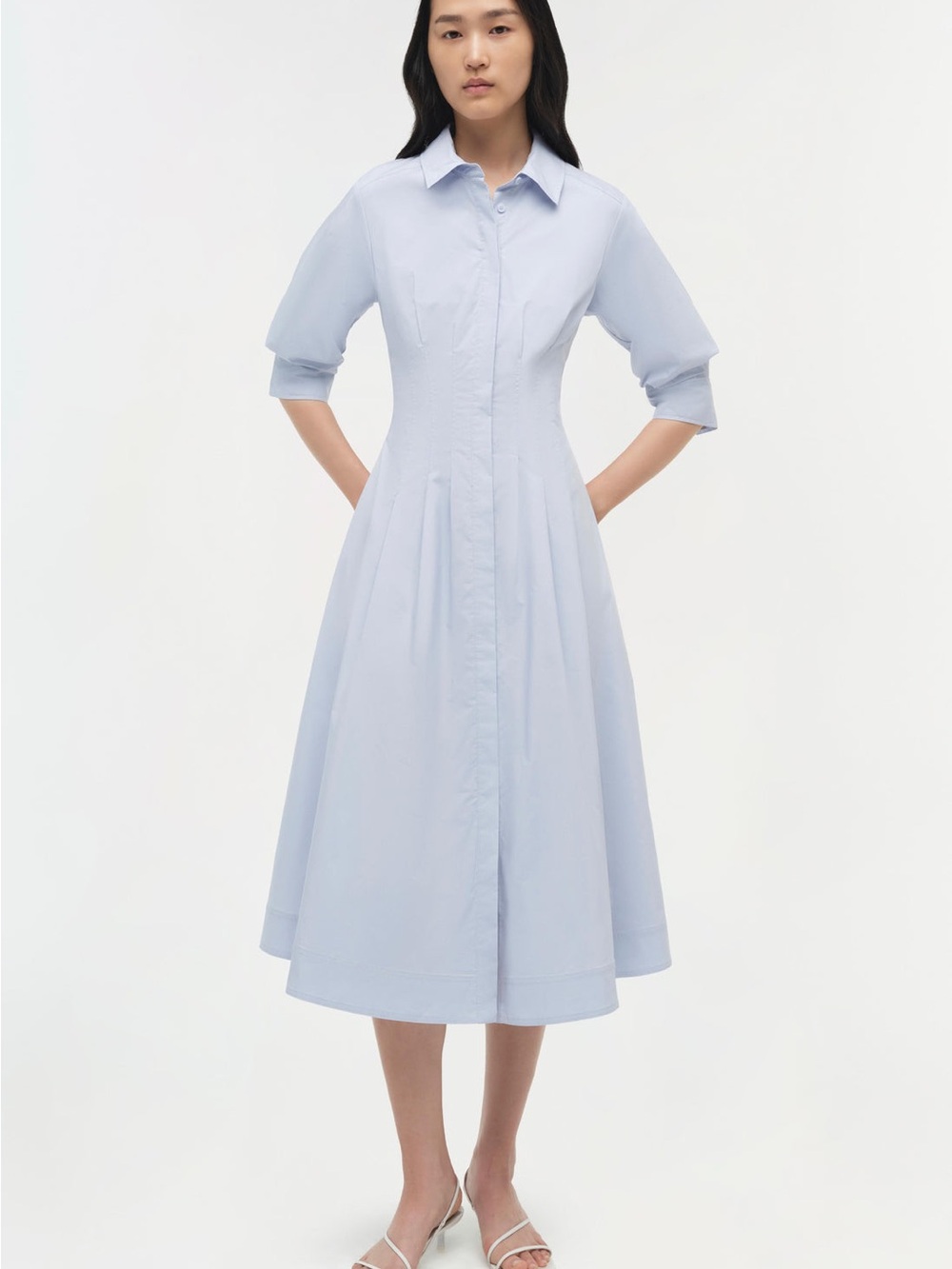 SIMKHAI NWOT Jazz Cotton Pintuck Midi Dress